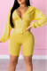 Yellow Casual Solid Patchwork Hooded Collar Long Sleeve Two Pieces