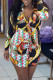 Black Fashion Casual Print Basic Turndown Collar Long Sleeve Dresses