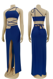 Red Sexy Solid Patchwork Spaghetti Strap Sleeveless Two Pieces