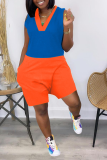 White Casual Solid Patchwork V Neck Straight Rompers