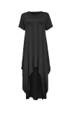 Blue Casual Solid Patchwork O Neck Irregular Dress Dresses