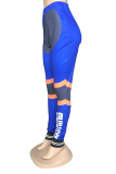 Blue Casual Print Patchwork Harlan Mid Waist Harlan Positioning Print Bottoms