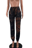 Red Casual Print Patchwork Straight High Waist Straight Positioning Print Bottoms