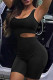 Black Sexy Solid Hollowed Out Patchwork Oblique Collar Skinny Rompers