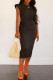 Black Fashion Casual Solid Basic O Neck Sleeveless Dress Dresses