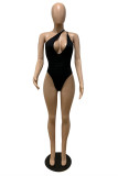 Black Fashion Sexy Solid Hollowed Out Backless Swimwears