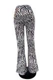 Rose Red Sexy Animal Print Print Hollowed Out Straight Mid Waist Speaker Full Print Bottoms