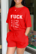 Red Casual Print Patchwork O Neck Short Sleeve Two Pieces