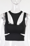 White Sexy Solid Hollowed Out Patchwork O Neck Tops