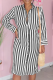 Black Casual Striped Patchwork Shirt Dress Dresses