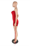 Red Fashion Sexy Solid Backless Strapless Sleeveless Dress Dresses