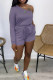 Purple Sexy Solid Patchwork Pocket Frenulum Oblique Collar Straight Rompers