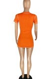 Light Blue Sexy Solid Patchwork Zipper O Neck Pencil Skirt Dresses