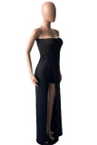 Grey Fashion Sexy Solid Backless Strapless Regular Jumpsuits