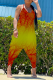 Red Yellow Casual Gradual Change Patchwork Spaghetti Strap Harlan Jumpsuits