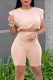 Camel Casual Solid Patchwork O Neck Sleeveless Two Pieces