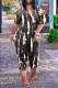 Black Brown Fashion Casual Print Basic V Neck Regular Jumpsuits