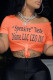 Orange Fashion Casual Letter Print Bandage Oblique Collar T-Shirts