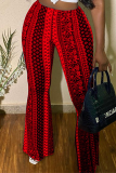 Purple Casual Print Patchwork Boot Cut Mid Waist Speaker Full Print Bottoms