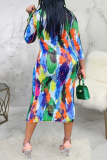 Multicolor Sexy Print Patchwork Half A Turtleneck Pencil Skirt Dresses