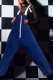 Blue Casual Solid Patchwork Spaghetti Strap Loose Jumpsuits