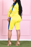 Red Sportswear Color Block Patchwork Turndown Collar Long Sleeve Two Pieces