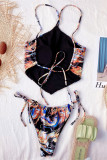 Black Fashion Sexy Solid Backless Strap Design Swimwears