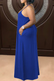 Red Casual Solid Patchwork Spaghetti Strap Straight Dresses