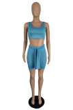 Orange Fashion Casual Solid Vests U Neck Sleeveless Two Pieces