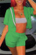 Green Fashion Casual Solid Cardigan Short Sleeve Two Pieces (Without Vest)