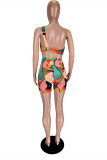 Colour Fashion Sexy Print Hollowed Out Backless One Shoulder Regular Romper