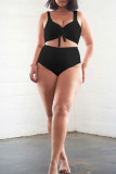 Pink Casual Solid Frenulum Fold Swimwears
