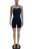 Pink Sexy Solid Patchwork U Neck Skinny Rompers