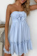 Blue Fashion Sweet Solid Patchwork Strapless Princess Dresses