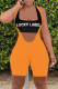 Orange Fashion Casual Letter Print U Neck Sleeveless Two Pieces