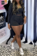 Black Casual Solid Patchwork Spaghetti Strap Long Sleeve Three Pieces