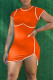 Tangerine Sexy Solid Patchwork Zipper O Neck Pencil Skirt Dresses