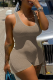 Grey Casual Solid Patchwork U Neck Sleeveless Two Pieces