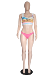 Letter Print Sexy Sweet Print Patchwork Swimwears