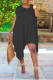 Black Fashion Casual Solid O Neck Irregular Dress