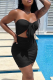 Black Sexy Solid Patchwork Strapless Pencil Skirt Dresses