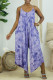 White Purple Sexy Casual Print Tie Dye Backless Spaghetti Strap Regular Jumpsuits