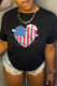 Black Fashion Casual Print Basic O Neck T-Shirts