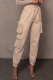 Beige Casual Solid Split Joint Harlan Mid Waist Harlan Solid Color Bottoms