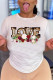 White Fashion Casual Print Basic O Neck T-Shirts