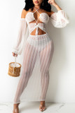 Rose Red Sexy Solid Hollowed Out Patchwork Frenulum See-through Halter Irregular Dress Dresses