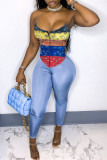 Multicolor Fashion Sexy Print Backless Spaghetti Strap Tops
