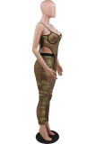 Red Sexy Print Patchwork See-through Spaghetti Strap Sleeveless Two Pieces