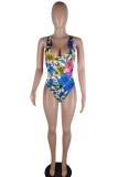 White Sexy Street Print Patchwork Swimwears