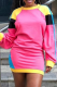 Pink Casual Solid Patchwork O Neck Straight Dresses